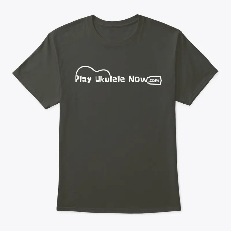 Play Ukulele Now Grey Tee-  White Logo