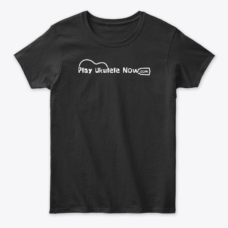 Play Ukulele NOW Black Tee - White Logo