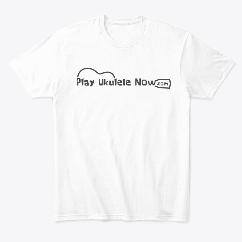 Play Ukulele NOW White Tee - Grey Logo