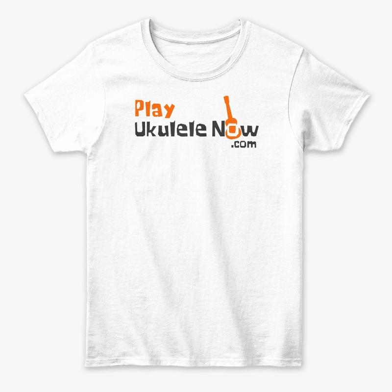 Play Ukulele NOW White Logo Tee