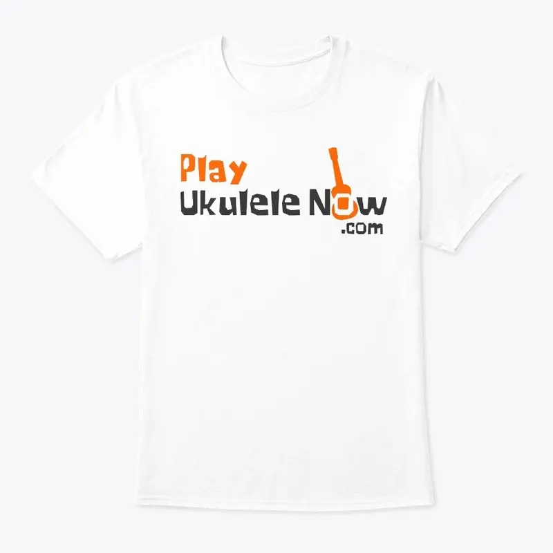 Play Ukulele Now White Logo Tee