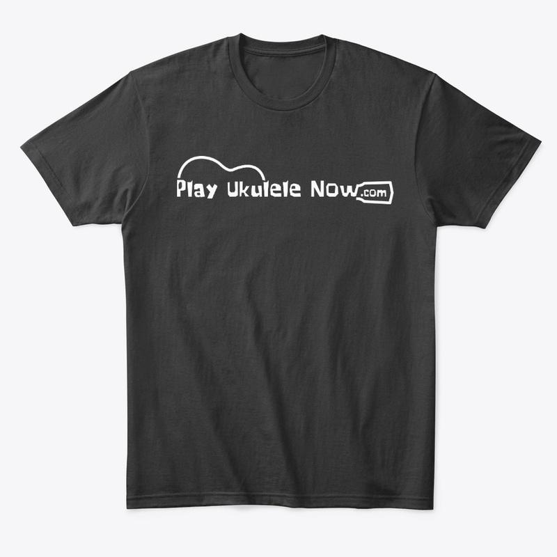 Play Ukulele NOW Black Tee - White Logo