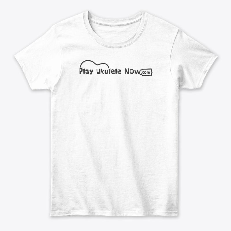 Play Ukulele NOW White Tee - Grey Logo