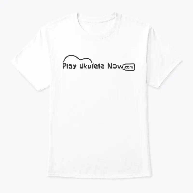 Play Ukulele Now White Tee - Gray Logo