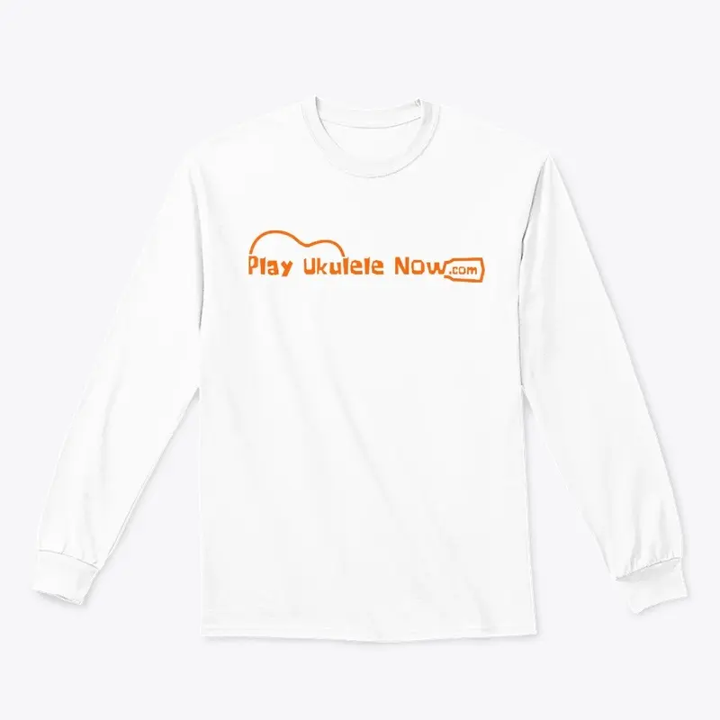 Play Ukulele NOW White Tee - Orange Logo