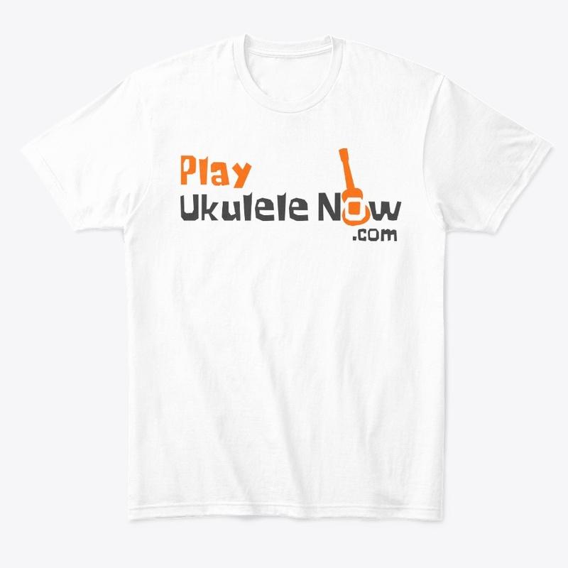 Play Ukulele NOW White Logo Tee